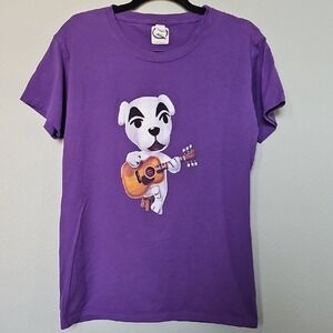 Animal Crossing K.K Slider Dog Character Purple Cotton Short Sleeve Tee XXL